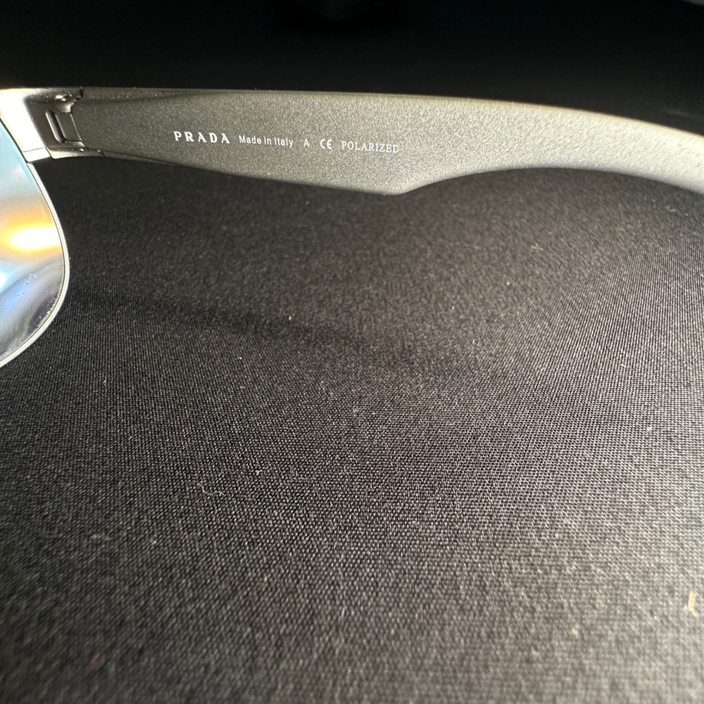 Prada Polarized Sunglasses Frame Men Silver Linnea Rossa SPS 57U 449-5W1 Italy - Picture 6 of 12